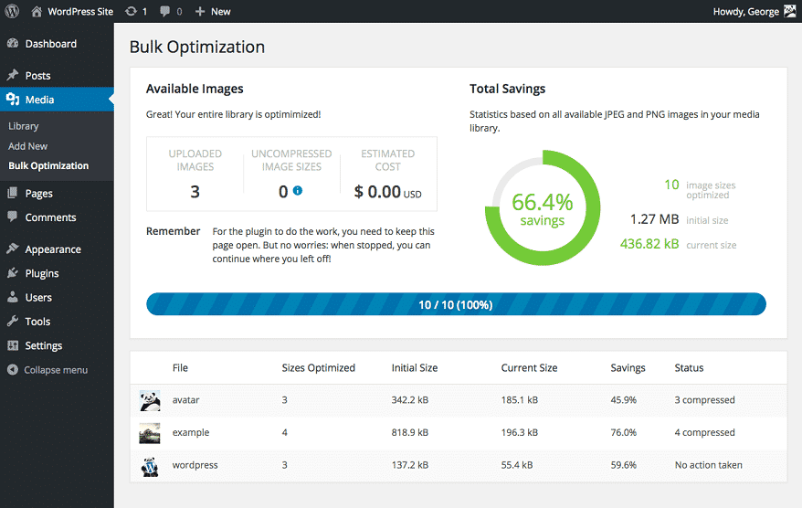 Speed up WordPress using image bulk optimisation